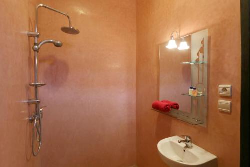 een badkamer met een douche en een wastafel bij Exceptionnel Villa 6 Rooms 12 guests Big Pool in Marrakesh