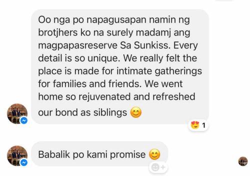a screenshot of a text message about a photographer at Beachfront Glamping with Mini Pool Exclusive Property in Lingayen