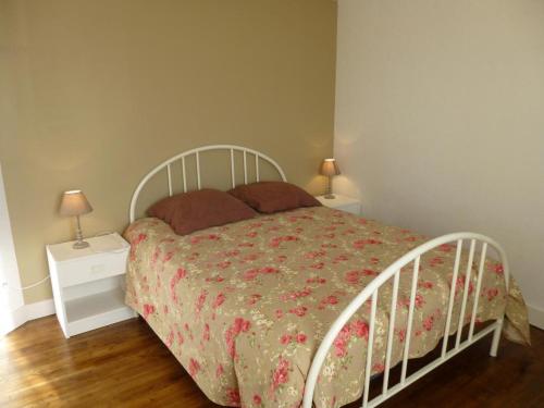 a bedroom with a bed and two night stands at Gîte de says in Champagné-Saint-Hilaire