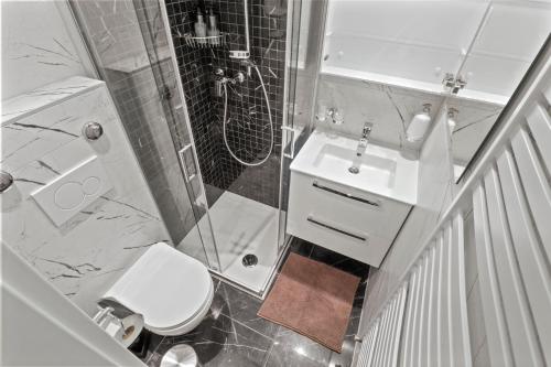 a small bathroom with a sink and a toilet at Joli studio au centre de Nendaz in Nendaz