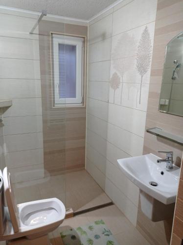 a bathroom with a toilet and a sink at Casa Anda in Azuga