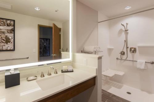 a bathroom with a sink and a mirror at Fairfield Inn & Suites by Marriott Cheyenne Southwest/Downtown Area in Cheyenne