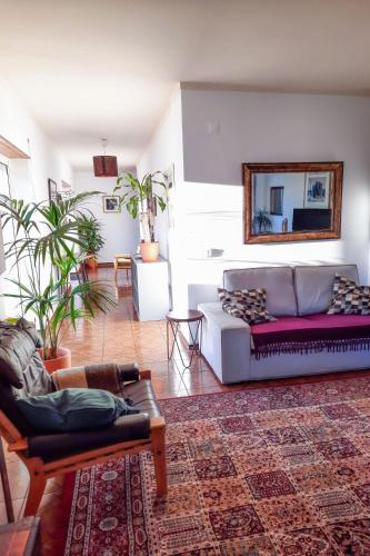 a living room with a couch and a rug at Penthouse Apartment, City Center in Caldas da Rainha