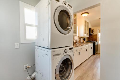 a white washer and dryer in a white kitchen at San Fernando Pool home + Large Private Guest House in San Fernando