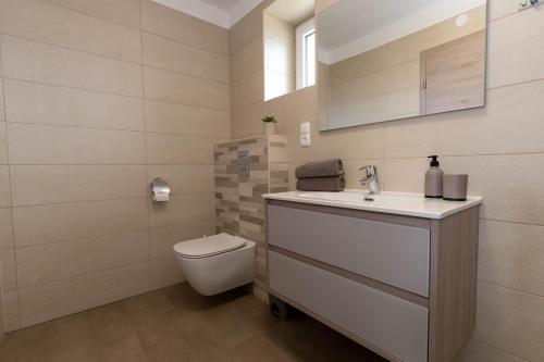 uma casa de banho branca com um WC e um lavatório em Kuća za odmor Gino em Šajini