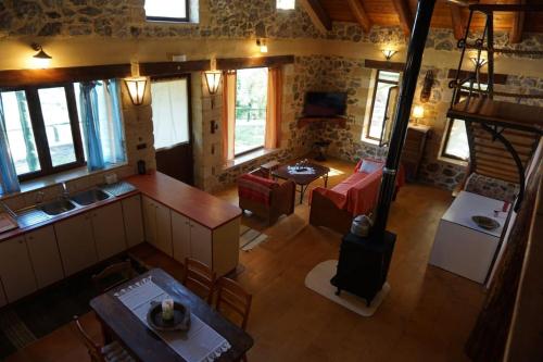 an overhead view of a living room in a house at Elpida Country House -Paleochora-Anidri in Palaiochora
