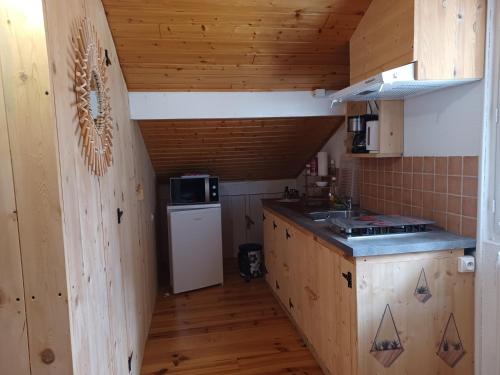 Η κουζίνα ή μικρή κουζίνα στο STUDIO L'ISERAN, et GARAGE pour motos et vélos, gare à 800m