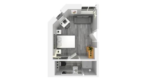 aometric view of a floor plan of aominium at Downtown Apartments Ulm - im Herzen von Ulm & komfortable Boxspringbetten in Ulm