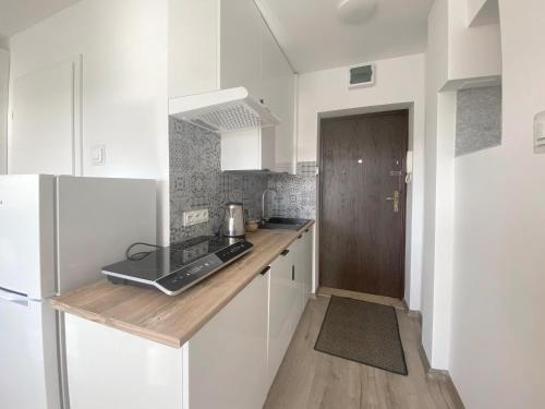 A kitchen or kitchenette at Cozy Apartment next to the University and Olivia Business Center