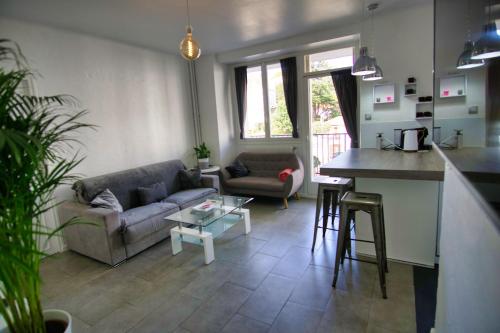 un salon avec un canapé et une table dans l'établissement Ref SELV -Palmes d'Or Properties, à Cannes