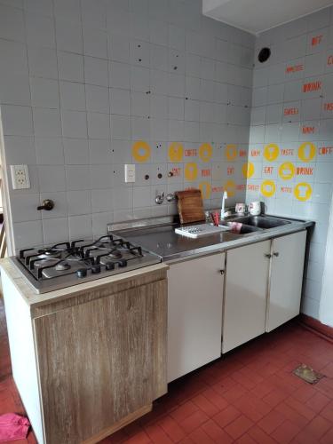 a kitchen with a stove and a sink at Edificio Engwald in Eldorado