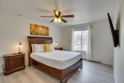 a bedroom with a bed and a ceiling fan at Grand Junction Vacation Rental Indoor Pool Access in Grand Junction