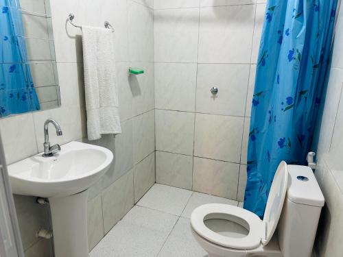 ein Bad mit einem WC und einem Waschbecken in der Unterkunft Vista Maravilhosa in Majorlândia