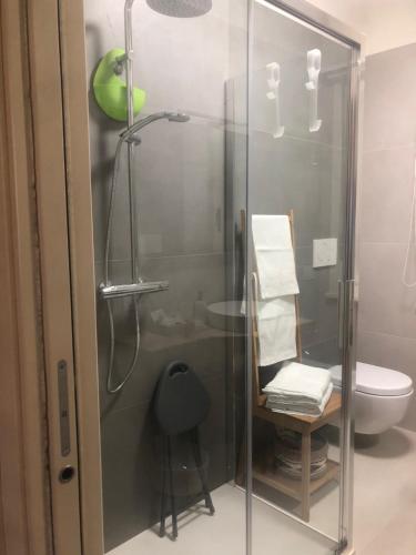 a shower with a glass door in a bathroom at Mi AN HOME in Paese