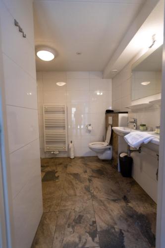 a bathroom with a toilet and a sink at Plantage Garden Apartments in Amsterdam