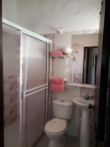 Koupelna v ubytování La Cabaña Socorro