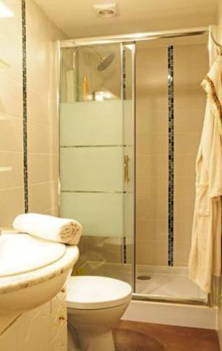 une salle de bain avec une douche, des toilettes et un lavabo dans l'établissement Appartements Victor et Hugo, à Bordeaux