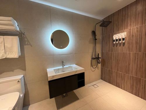 Koupelna v ubytování GD Hotel
