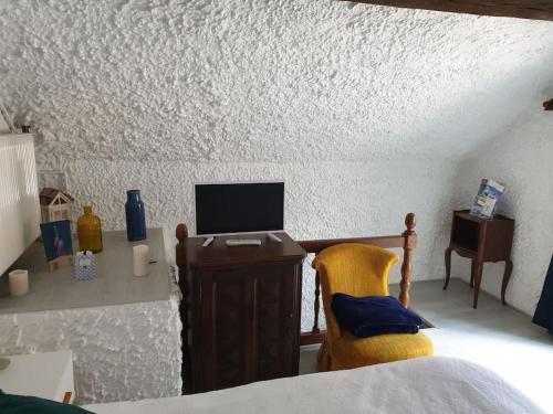 TV a/nebo společenská místnost v ubytování Maison en bord de Loire