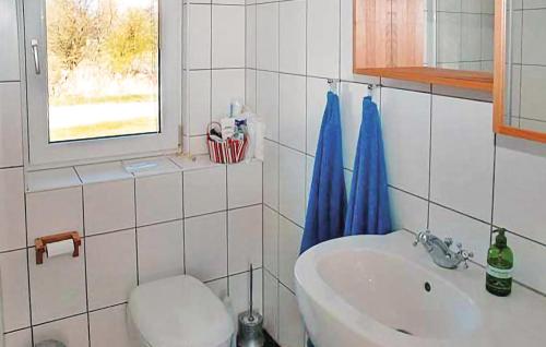baño con lavabo y aseo y ventana en 4 Bedroom Awesome Home In Ask, en Blans