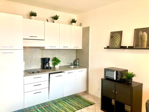 Köök või kööginurk majutusasutuses Appartamento Peppino mit Seeblick und Pool