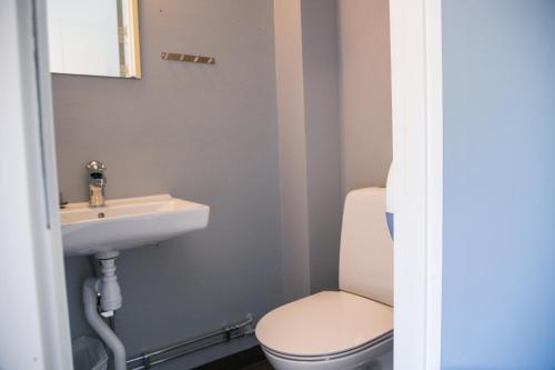 ein Bad mit einem WC und einem Waschbecken in der Unterkunft Orsa Grönklitt in Orsa