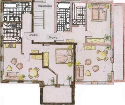 a drawing of a floor plan of aominiumominium at Villa Granitz - Ferienwohnung 45453 (Gellen) in Göhren