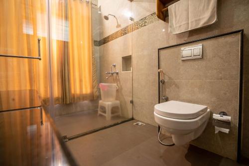 a bathroom with a toilet and a shower at Green Nest Resort Ooty in Kotagiri