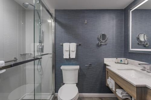 a bathroom with a toilet and a shower and a sink at Perdido Beach Resort in Orange Beach