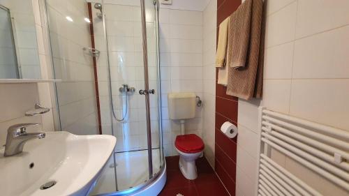 a bathroom with a shower and a sink and a toilet at Apartment-Studio-Ginkgo-A1 in Banjole