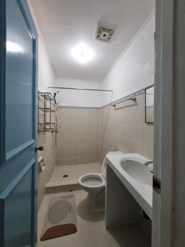 a bathroom with a toilet and a sink at Culpepper Lodge in Aklan