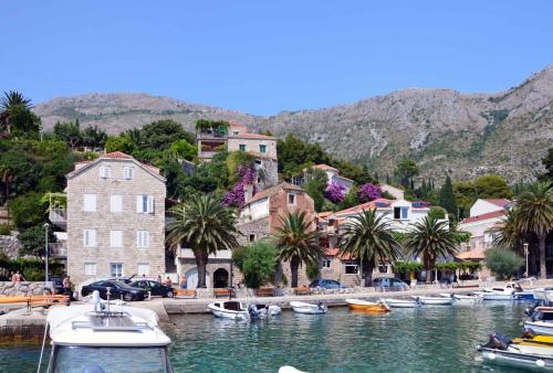 a group of boats are docked in a harbor at Apartments in Mlini 44021 in Mlini
