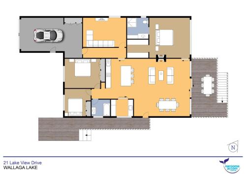 a floor plan of a house at Lake View Luxury Wallaga Lake - 21 Lakeview Drive in Tilba Tilba