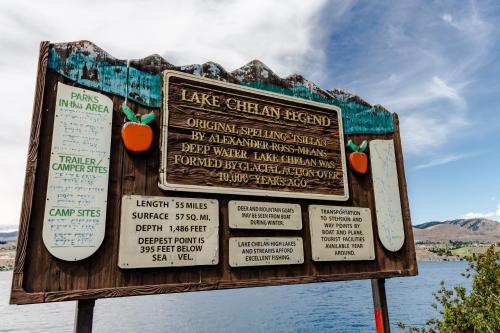a sign for a lake creamery on the side of the water at Park Pointe Lakeside Retreat A101 in Chelan