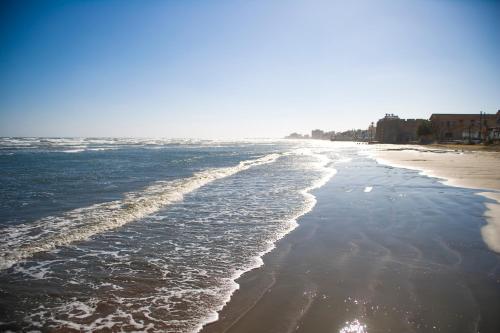 a view of the shoreline of a beach at Gaia Seaview Apartment 1 in Larnaka