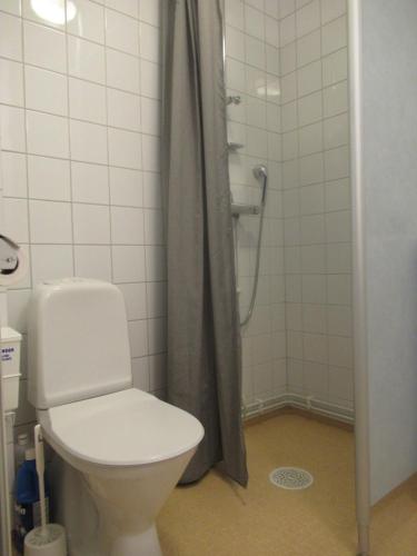 ein Bad mit einem WC und einer Dusche in der Unterkunft Conciërgewoning van het gerechtsgebouw. 