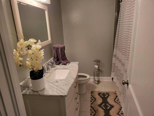 a bathroom with a sink and a toilet at 5. Cozy cabin in Guntersville in Guntersville
