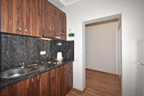 a kitchen with a sink and a counter top at 74/3New building in the center of the capital in Yerevan