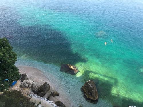 an aerial view of a beach with rocks and water at A casa di Alice in Orikum