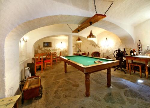 a large room with a pool table in it at Penzion Gardena in Český Krumlov