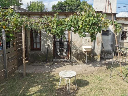 a table and a chair under a tree in a yard at Doña Isabel 2 in Gualeguay