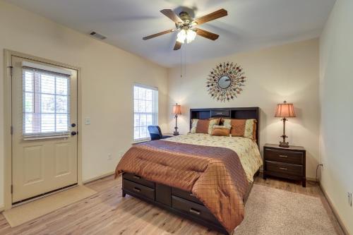 a bedroom with a bed and a ceiling fan at Decatur Vacation Rental about 5 Mi to Downtown Decatur in Decatur