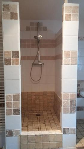 a shower with a hose in a bathroom at Le MAS LES MARGAUDS in Malaucène