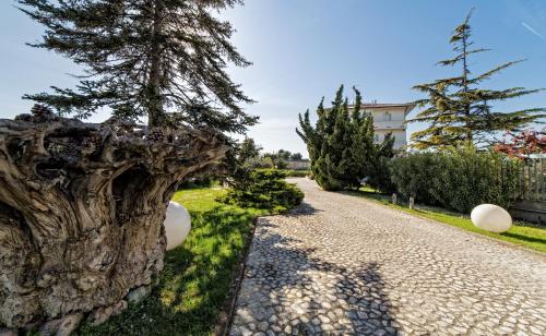 un árbol al lado de un camino de grava en Hotel Country House La Radice, en Civitanova Marche