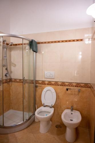 a bathroom with a toilet and a shower at Corcioli B&B in Mesagne