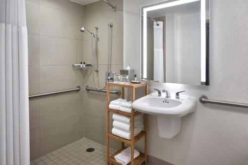 een badkamer met een wastafel en een douche bij Hyatt Regency Crystal City at Reagan National Airport in Arlington