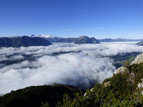 a sea of clouds in the mountains at Ferienhaus Pucher in Grundlsee