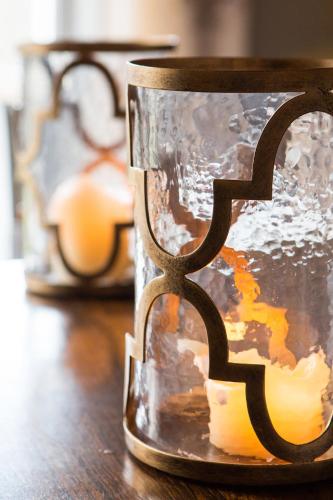 a glass mug sitting on a wooden table at Grays Court Hotel in York