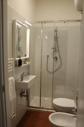 a bathroom with a shower and a toilet and a sink at Friends of Michelangelo in Florence