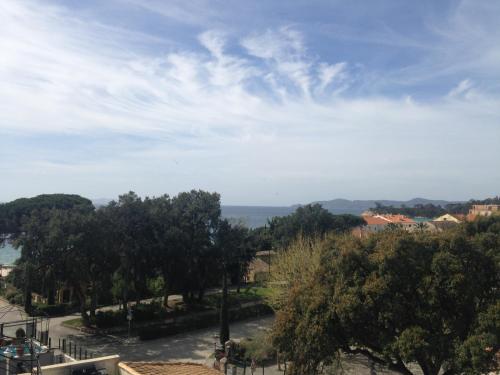 a view of a river and trees in a city at La Résidence du Cap in Le Lavandou